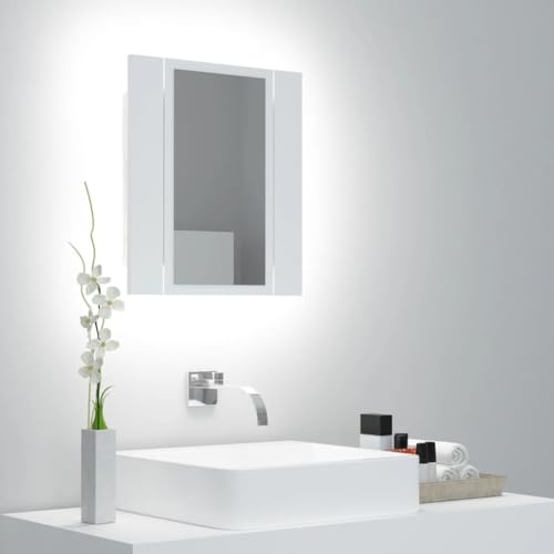 Myheimly Spiegelschrank mit LED-Leuchten 40x12x45 cm,Weiß Myheimly Spiegelschrank mit LED-Leuchten 40x12x45 cm,Weiß von Myheimly