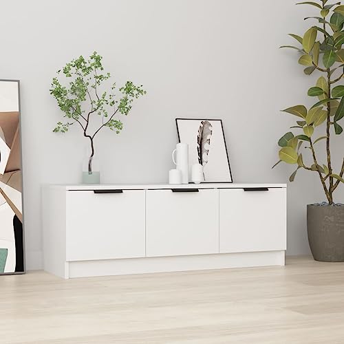 Myheimly TV Schrank Lowboard TV Möbel Tisch Board Sideboard Fernsehtisch Fernsehschrank HiFi-Schrank 102x35x36,5cm Holzwerkstoff Weiß von Myheimly