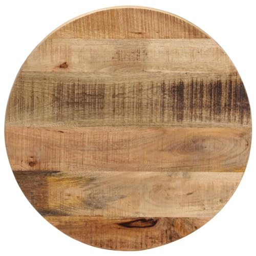 Myheimly Tischplatte, Holzplatte für Tisch Esstisch Couchtisch, Ersatztischplatte Rund, Massivholzplatte,Raues Mangoholz (naturbelassen),40 cm,15 mm von Myheimly