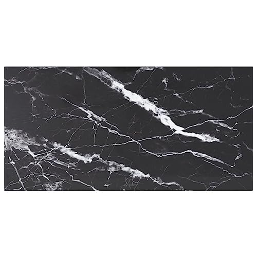 Myheimly Tischplatte Ersatztischplatte Marmorplatte Glasplatte für Esstisch Couchtisch Gartentisch Hartglas in Marmoroptik Schwarz und Weiß,100 x 50 cm von Myheimly