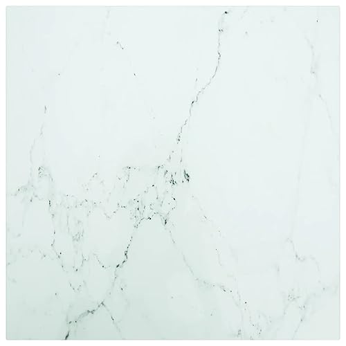 Myheimly Tischplatte Ersatztischplatte Marmorplatte Glasplatte für Esstisch Couchtisch Gartentisch Hartglas in Marmoroptik Weiß,50 x 50 cm von Myheimly
