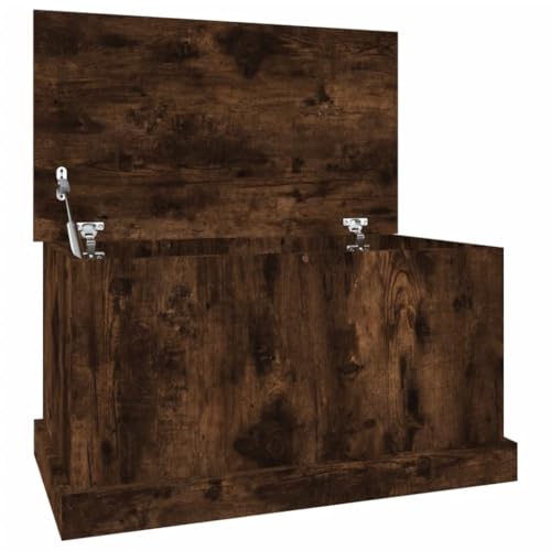 Myheimly Truhe Aufbewahrungsbox mit Deckel, Auflagenbox Kiste mit Stauraum, Kissenbox Werkzeugkasten Spielzeugtruhe Räuchereiche 70x40x38 cm Holzwerkstoff von Myheimly