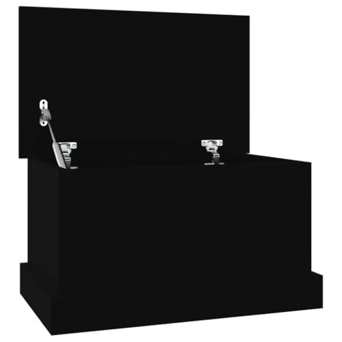 Myheimly Truhe Aufbewahrungsbox mit Deckel, Auflagenbox Kiste mit Stauraum, Kissenbox Werkzeugkasten Spielzeugtruhe Schwarz 50x30x28 cm Holzwerkstoff von Myheimly