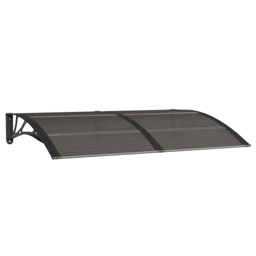 Myheimly Türvordach Haustürdach Überdachung Türdach Pultvordach Vordach Haustür Tür Dach Haustürvordach PC Aluminiumleisten Türvordach Schwarz und Braun,150 x 100 cm von Myheimly