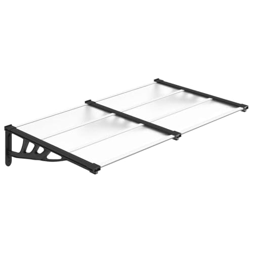 Myheimly Türvordach Überdachung Haustür Pultvordach Türdach Haustürvordach Haustürdach Vordach Regenschutz Polycarbonat Türvordach Schwarz und Transparent,152.5 x 90 cm von Myheimly