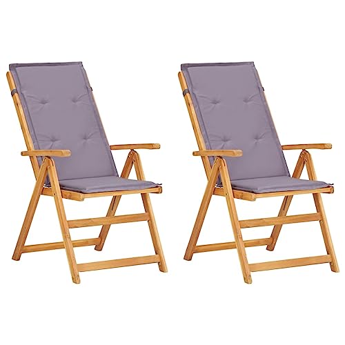 Myheimly Verstellbare Gartenstühle 2 STK. Braun Massivholz Akazie Dunkelgrau von Myheimly