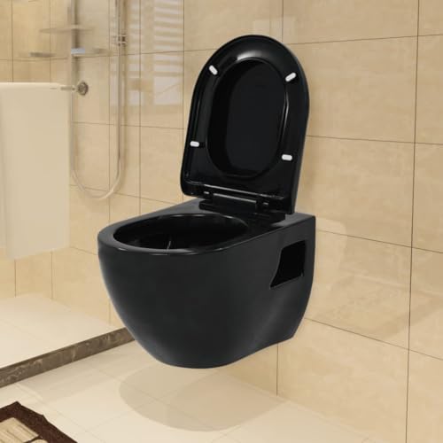 Myheimly Wand WC Keramik Absenkautomatik Softclose Sitz Hänge Toilette Stil B,Schwarz Myheimly Wand WC Keramik Absenkautomatik Softclose Sitz Hänge Toilette Stil B,Schwarz von Myheimly