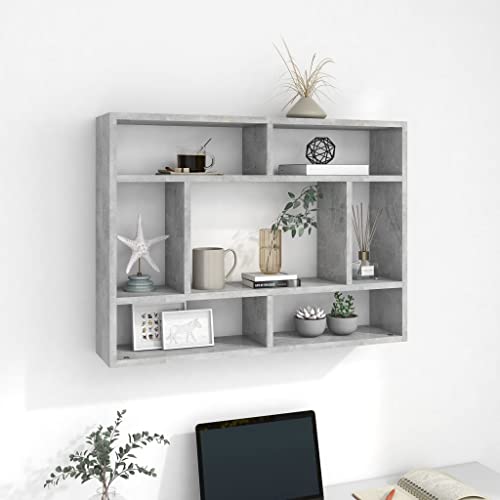 Myheimly Wandregal, Hängeregal Dekorativ mit viel Stauraum, Schweberegal für Schlafzimmer Wohnzimmer, Würfelregal Regal, Holzwerkstoff Betongrau Myheimly Wandregal, Hängeregal Dekorativ mit viel Stauraum, Schweberegal für Schlafzimmer Wohnzimmer, Würfelregal Regal, Holzwerkstoff Betongrau von Myheimly