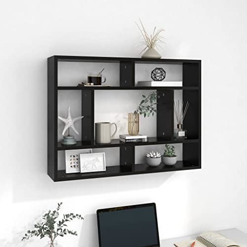 Myheimly Wandregal, Hängeregal Dekorativ mit viel Stauraum, Schweberegal für Schlafzimmer Wohnzimmer, Würfelregal Regal, Holzwerkstoff Schwarz Myheimly Wandregal, Hängeregal Dekorativ mit viel Stauraum, Schweberegal für Schlafzimmer Wohnzimmer, Würfelregal Regal, Holzwerkstoff Schwarz von Myheimly