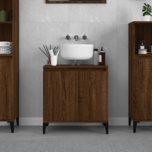 Myheimly Waschbeckenunterschrank Eichen-Optik 58x33x60 cm,Braune Eiche Myheimly Waschbeckenunterschrank Eichen-Optik 58x33x60 cm,Braune Eiche von Myheimly