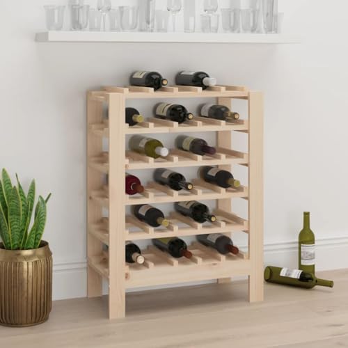 Myheimly Weinregal, Weinständer mit viel Stauraum bis zu 30 Flaschen, Flaschenregal mit Holzrahmen, Flaschenhalter Weinhalter Standregal Weinflaschen, Massivholz Kiefer61.5 x 30 x 82 cm von Myheimly