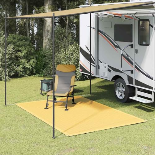 Myheimly Zeltteppich Wetterbeständig Vorzeltteppich Zeltboden Campingteppich Vorzeltboden Vorzelt Camping Boden Outdoor Teppich 250x300 cm Beige von Myheimly