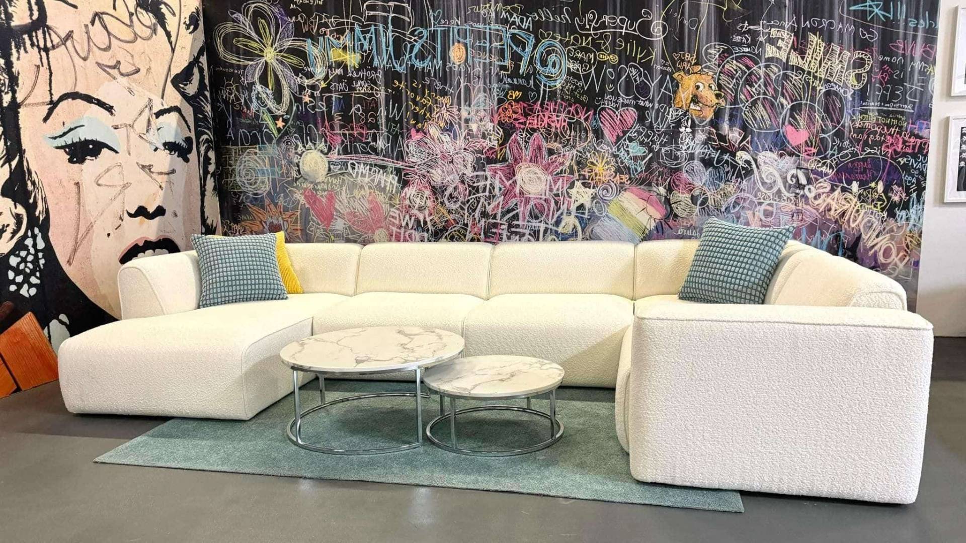Wohnlandschaft Maddox Snow– Moderne XXL Couch mit Bouclé Stoff, Wellenunterfederung & frei stellbar Wohnlandschaft Maddox Snow– Moderne XXL Couch mit Bouclé Stoff, Wellenunterfederung & frei stellbar von Myhomelando Sofort