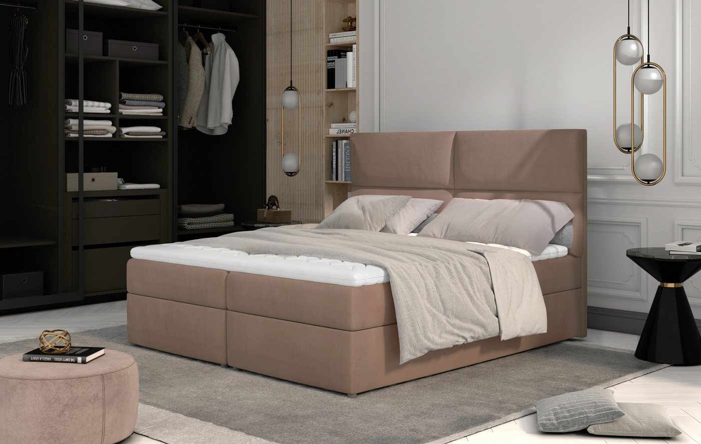 Myhomelando Boxspringbett Temper in 3 verschiedenen Größen - inkl. Matratze + Topper (inkl. Matratze und Topper), Inkl. Bettkasten, Topper und Bonellfederkernmatratze von Myhomelando