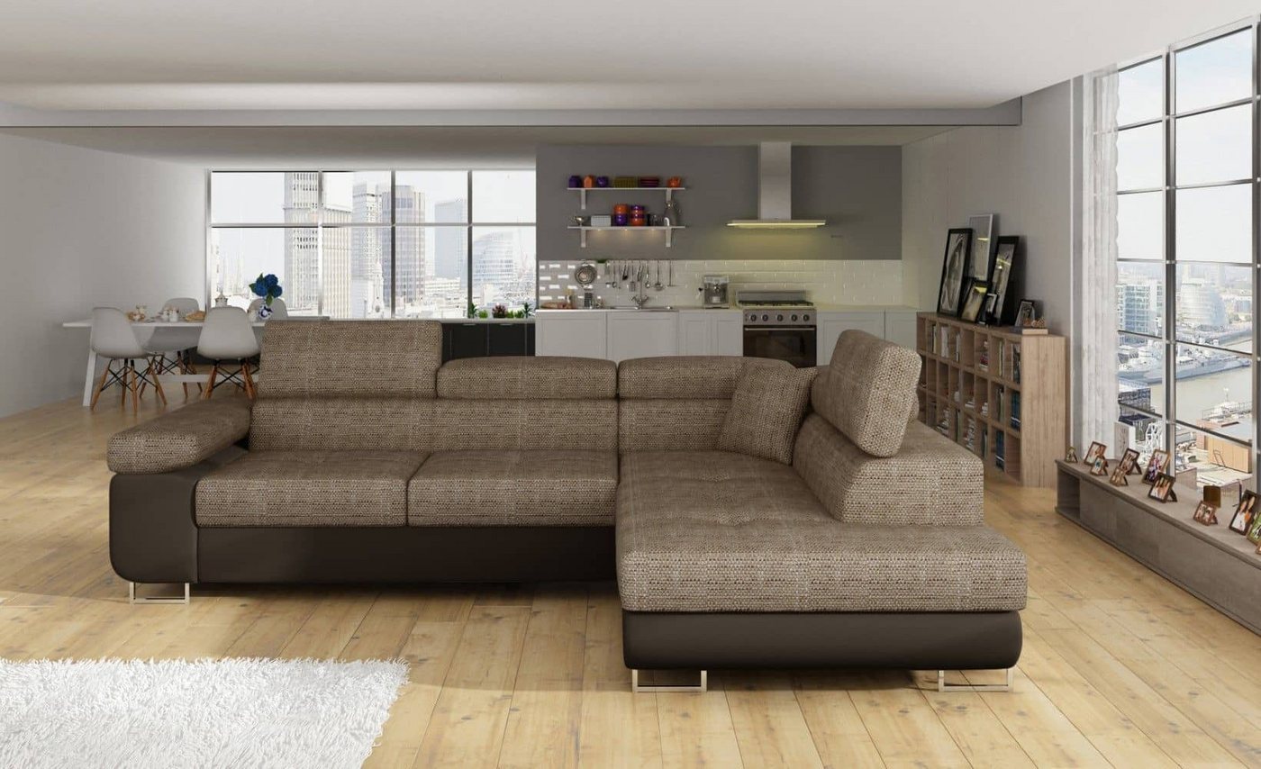 Myhomelando Ecksofa Anton 272 x 203 cm - Schlaffunktion, Bettkasten & Strukturwebstoff, Ecksofa L-Form, Eckcouch mit Schlaffunktion & Bettkasten von Myhomelando
