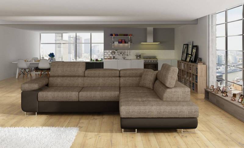 Myhomelando Ecksofa Anton 272 x 203 cm - Schlaffunktion, Bettkasten & Strukturwebstoff, Ecksofa L-Form, Eckcouch mit Schlaffunktion & Bettkasten von Myhomelando