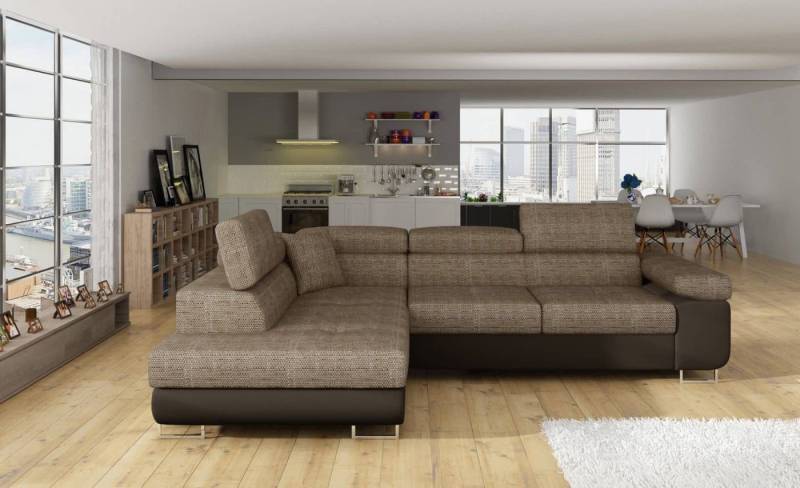 Myhomelando Ecksofa Anton 272 x 203 cm - Schlaffunktion, Bettkasten & Strukturwebstoff, Ecksofa L-Form, Eckcouch mit Schlaffunktion & Bettkasten von Myhomelando