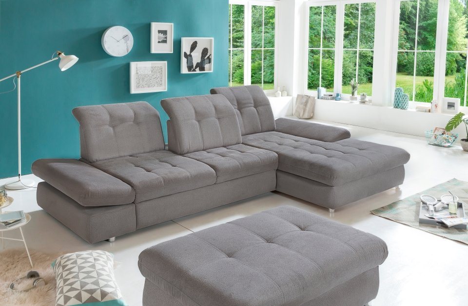 Myhomelando Ecksofa Areta Ecksofa, mit Schlaffunktion, Bettkasten, Sitztiefenverstellung, Kopflehnefunktion von Myhomelando