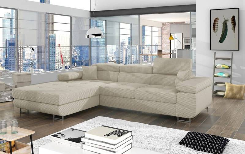 Myhomelando Ecksofa Fernando, mit Schlaffunktion, Bettkasten und verstellbare Kopflehnen von Myhomelando