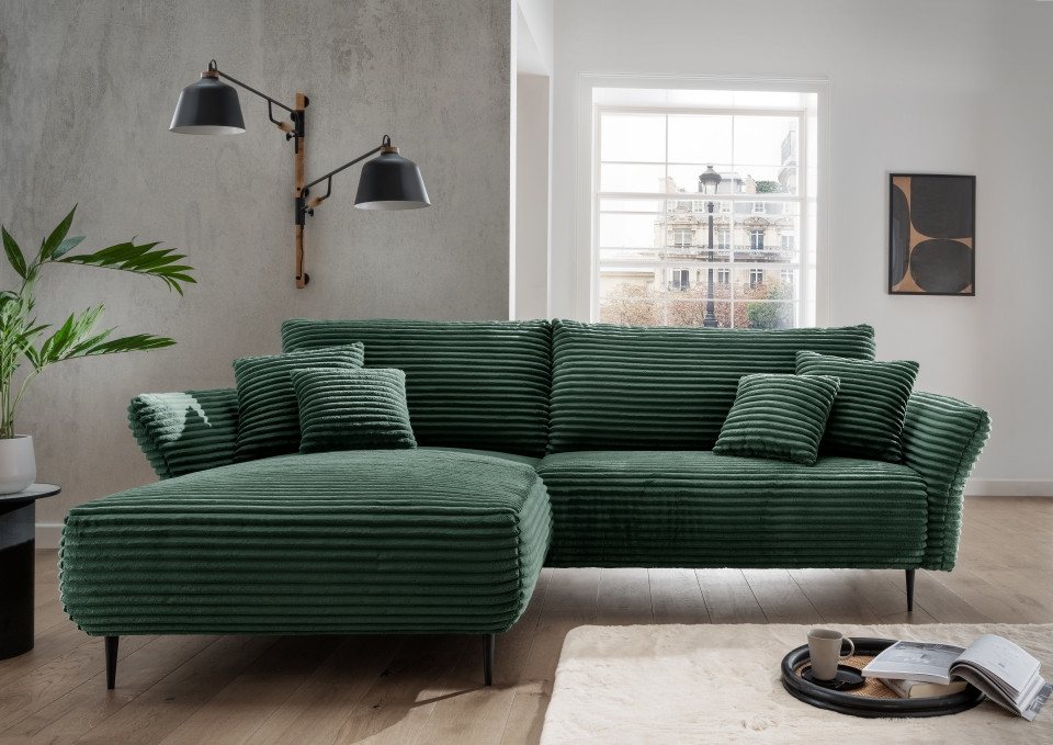 Myhomelando Ecksofa Vision, mit verstellbaren Armlehnen, 4 Zierkissen, beidseitig montierbar von Myhomelando