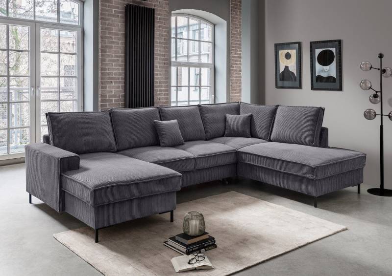 Myhomelando Wohnlandschaft Jerome Cord U-Form, Schlaffunktion, Bettkasten, 309 x 198 cm, Cord Wohnlandschaft U Form mit Schlaffunktion & Bettkasten inkl Kissen Myhomelando Wohnlandschaft Jerome Cord U-Form, Schlaffunktion, Bettkasten, 309 x 198 cm, Cord Wohnlandschaft U Form mit Schlaffunktion & Bettkasten inkl Kissen von Myhomelando