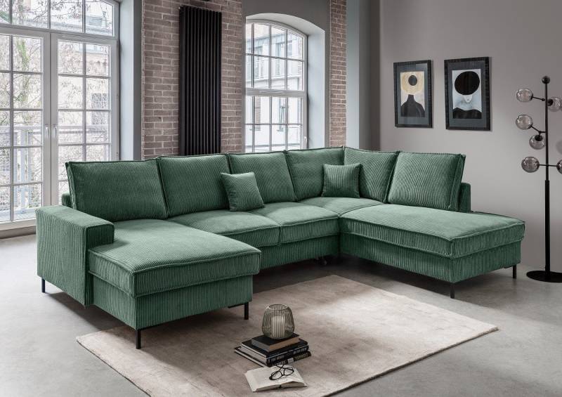 Myhomelando Wohnlandschaft Jerome, mit Schlaffunktion & Bettkasten, inkl. Rückenkissen und Zierkissen von Myhomelando