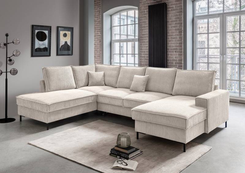 Myhomelando Wohnlandschaft Jerome Cord U-Form, Schlaffunktion, Bettkasten, 309 x 198 cm, Cord Wohnlandschaft U Form mit Schlaffunktion & Bettkasten inkl Kissen Myhomelando Wohnlandschaft Jerome Cord U-Form, Schlaffunktion, Bettkasten, 309 x 198 cm, Cord Wohnlandschaft U Form mit Schlaffunktion & Bettkasten inkl Kissen von Myhomelando