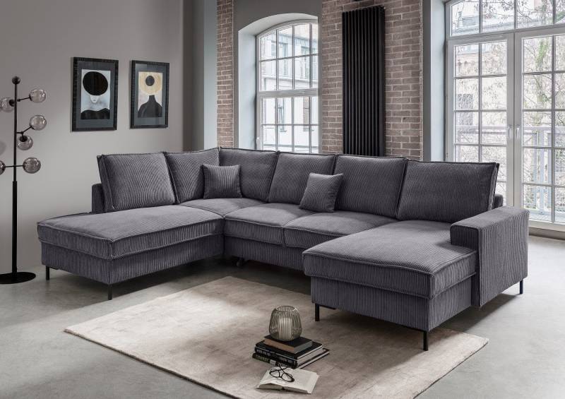 Myhomelando Wohnlandschaft Jerome Cord U-Form, Schlaffunktion, Bettkasten, 309 x 198 cm, Cord Wohnlandschaft U Form mit Schlaffunktion & Bettkasten inkl Kissen Myhomelando Wohnlandschaft Jerome Cord U-Form, Schlaffunktion, Bettkasten, 309 x 198 cm, Cord Wohnlandschaft U Form mit Schlaffunktion & Bettkasten inkl Kissen von Myhomelando