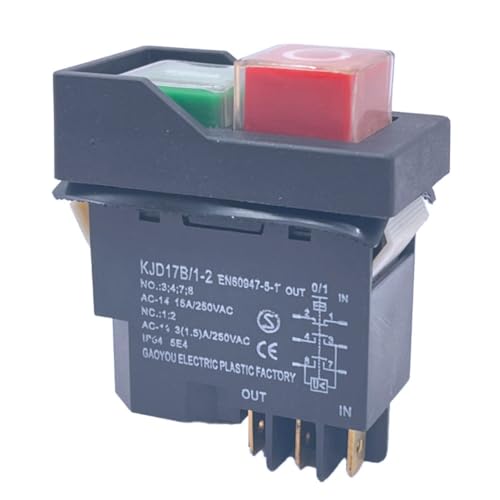 Myhoomowe KJD17 6-Poliger Elektromagnetischer Startdruckschalter 15A AC250V IP55 Wasserdichter Gerätesicherheitsschalter von Myhoomowe