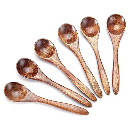Myingaou Kleine Holz LöFfel, 6 StüCk HöLzerner Tee LöFfel zum Kochen Kleiner GewüRz LöFfel, Mini Holz Honig LöFfel für Den TäGlichen Gebrauch von Myingaou