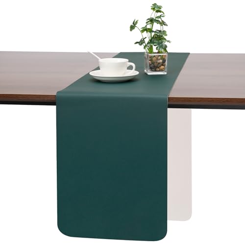 Myir JUN Tischläufer, Tischläufer Modern Tischläufer Abwaschbar Tischläufer Outdoor Doppelseitige Leder Tischläufer Wasserdicht rutschfest und zur Dekoration verwendbar 40 X 240 cm(Beige Grün) von Myir JUN