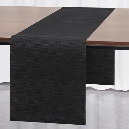 Myir JUN Tischläufer, Tischläufer Modern Tischläufer Abwaschbar Tischläufer Outdoor Wärmeisoliertes PVC für Häuser Restaurants Hotels 30 x 140 cm (Schwarz) von Myir JUN