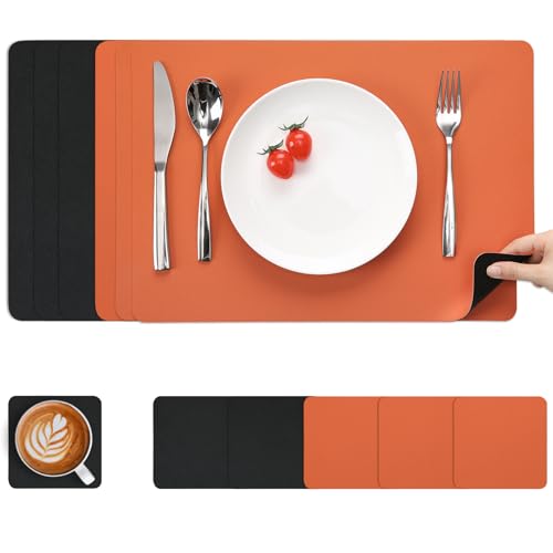 Myir JUN Tischsets Abwaschbar und Untersetzer, Tischsets Leder Platzdeckchen Platzset Abwischbar Doppelseitigen Tischsets Umkehrbares Tischset rutschfest Tischset Lederoptik Myir JUN Tischsets Abwaschbar und Untersetzer, Tischsets Leder Platzdeckchen Platzset Abwischbar Doppelseitigen Tischsets Umkehrbares Tischset rutschfest Tischset Lederoptik von Myir JUN