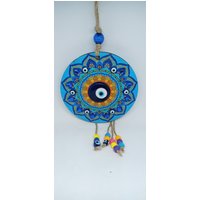 Blaues Mandala Wanddeko von Mykonosshopping