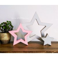 3Er Set Holzsterne - Rustikaler Holzstern Freistehender Stern Distressed Stars von Myletterdeco