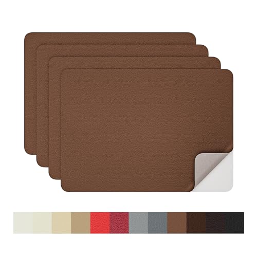 Leder Selbstklebend, 4er Kunstleder Reparaturset Lederflicken Selbstklebend, 20x28cm Kunstleder Selbstklebend Leder Reparatur Patch für Sofas, Autositze, Möbel von Mylivell