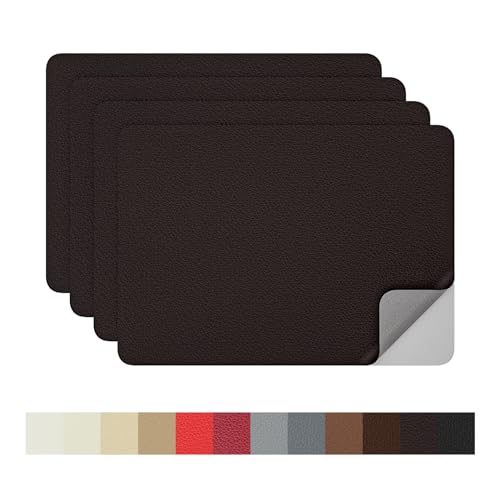 Leder Selbstklebend, 4er Kunstleder Reparaturset Lederflicken Selbstklebend, 20x28cm Kunstleder Selbstklebend Leder Reparatur Patch für Sofas, Autositze, Möbel von Mylivell