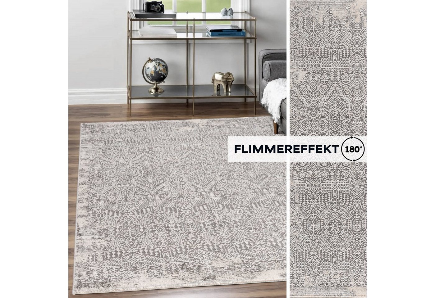 Designteppich Wohnzimmer Teppiche Kurzflor Wohnteppich, Mynes Home, Beige, Grau, Cream, Vintage, Abstrakt von Mynes Home