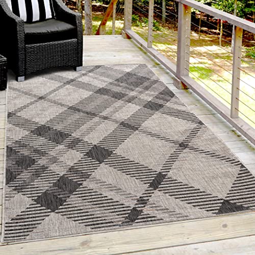 Mynes Home Outdoor Teppich Wetterfest - Wetterfeste Matte für draußen und drinnen - Balkonteppich, Teppiche für den Eingangsbereich, Eingangsmatten- Plaid Beige/Grau, 120 x 170 cm von Mynes