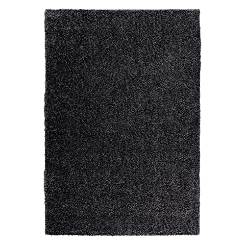 Mynes Home Shaggy Teppich Hochflor Schwarz 30 mm/Langflor Teppiche Einfarbiges Uni Design/Läufer Diele / 70x250 cm von Mynes