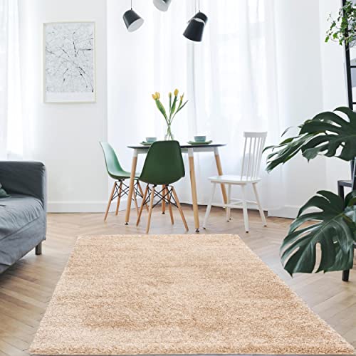 Mynes Home Shaggy Teppich Läufer Hochflor Beige/Weich Modern Pastell Einfarbiges Design/Softtouch / 80x150 cm von Mynes