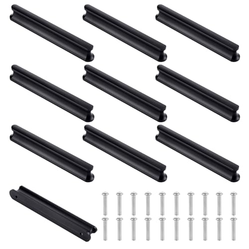 Mynoozi 10 Stück 120mm Long (96mm Lochabstand) Möbelgriffe, Griffe für Küchenschränke, Schwarz Schrankgriffe Türgriffe Küche Stangengriff Schubladengriffe für Schrank Möbel Küche Schublade (Schwarz) von Mynoozi