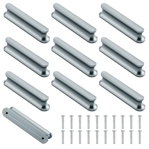 Mynoozi 10 Stück 80mm Long (64mm Lochabstand) Möbelgriffe, Griffe für Küchenschränke, Schrankgriffe Türgriffe Küche Stangengriff Schubladengriffe für Schrank, Möbel, Küche, Schublade (Grau) von Mynoozi