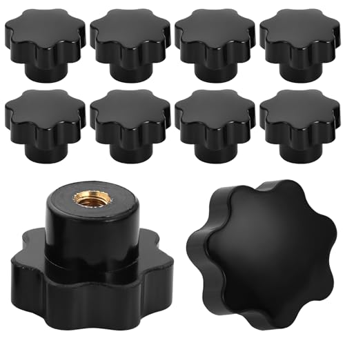 Mynoozi 10 Stück Sterngriffmutter, Rändelmutter Sterngriffmutter Klemmknopf Schwarz Kunststoff Griffmuttern Innengewinde Klemmknopf Für Mechanische Ausrüstung Industrieausrüstung (M6) von Mynoozi