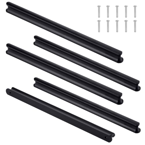 Mynoozi 5 Stück 250mm Long (224mm Lochabstand) Möbelgriffe, Griffe für Küchenschränke, Schwarz Schrankgriffe Türgriffe Küche Stangengriff Schubladengriffe für Schrank Möbel Küche Schublade (Schwarz) von Mynoozi