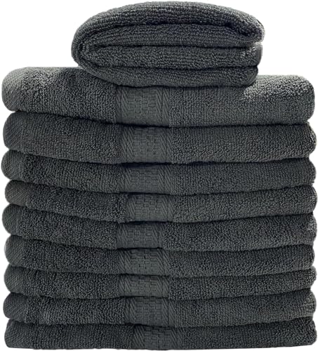 Myooka Badetuch Duschtücher Handtücher Saunahandtuch-Set Badehandtücher 100% Frottee Baumwolle 500g / m² | 50x100 cm oder 70x140 cm Grau, Schwarz, Lila oder Weiß (10er Set Grau, 70x140 cm) von Myooka
