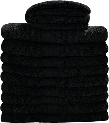 Myooka Badetuch-Set 10 Stück 600 G/m² 100% Frottee-Baumwolle Hochwertige Handtücher Sehr Saugfähig Für Badezimmer Dusche Täglichen Gebrauch – Maschinenwaschbar (50 X 100 cm, Schwarz) von Myooka