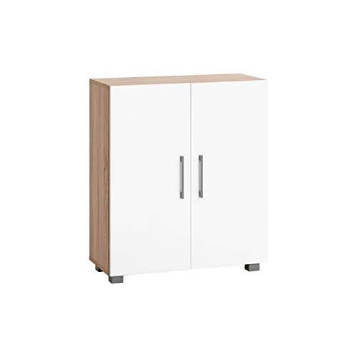 MyosHome - Niedriger Schuhschrank, vielseitiges Möbelstück in Eiche und Weiß, 70 x 32 x 82 cm. Iris von MyosHome