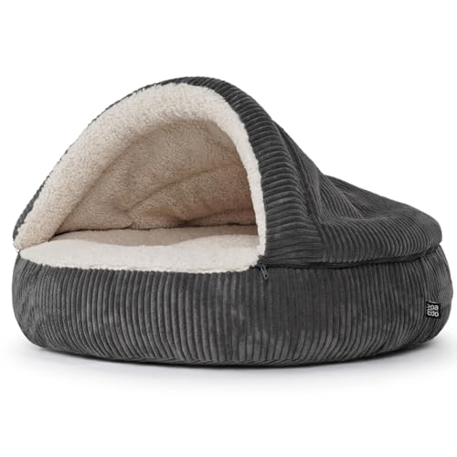 Hundebett, Mypado Shell Cord Hundehöhle Kuschelhöle Größe XL, Farbe anthrazit von Mypado