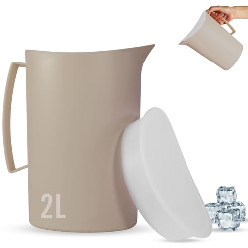 Mypicompany Wasserkrug aus hochwertigem Kunststoff, 2 l, BPA-frei, multifunktional für Feiern und Aktivitäten im Freien, Wasserkrug, brauner Kunststoff. von Mypicompany